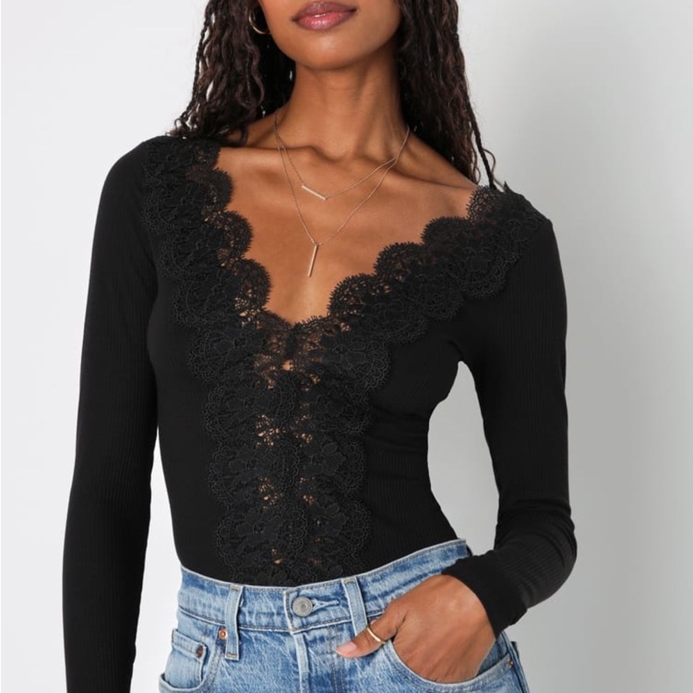 Elegant Black Lace Trim Top